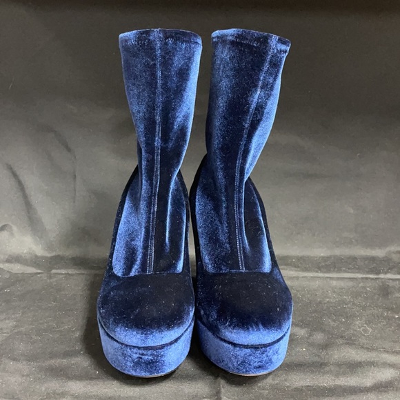 Miu Miu Blue Platform Ankle Boots Size 37.5 - Picture 2 of 7